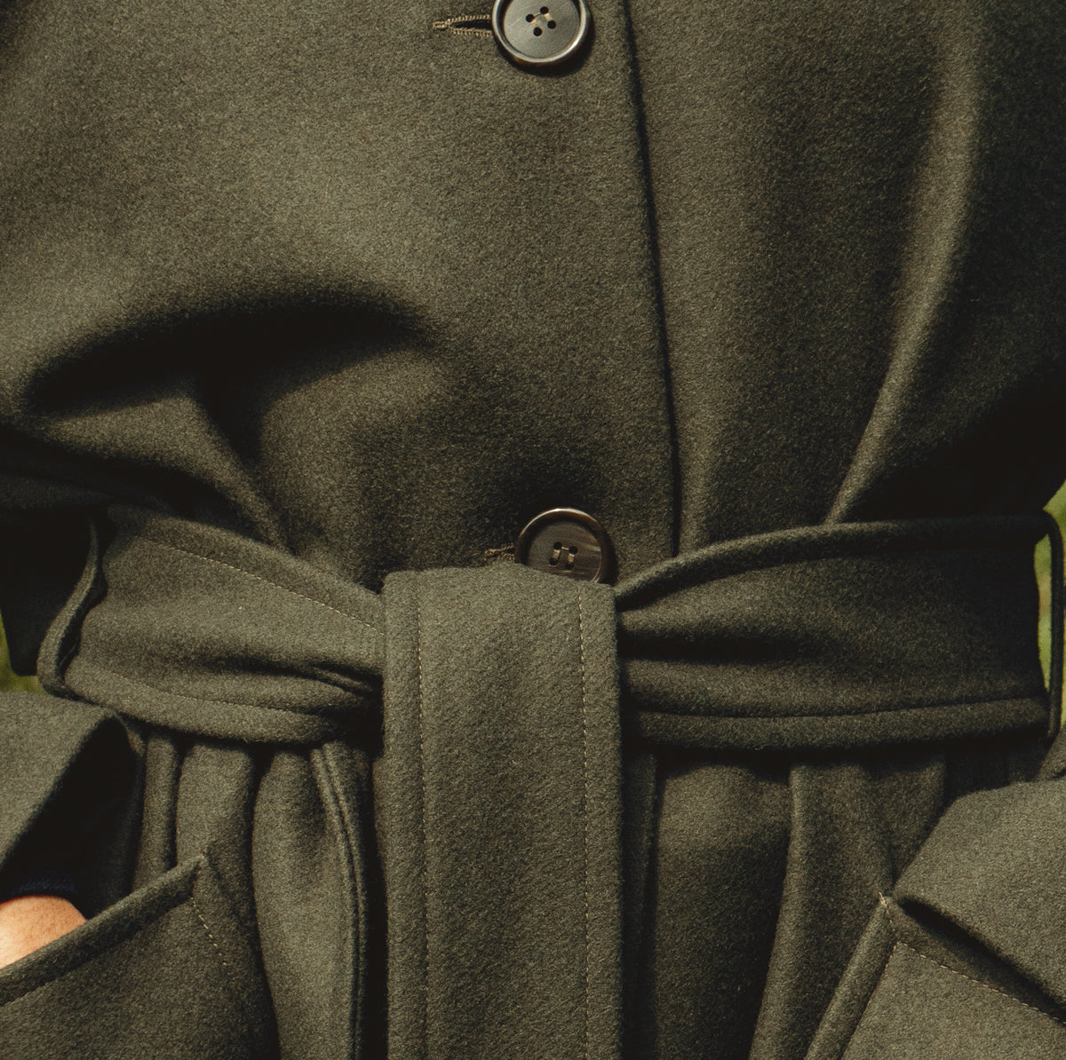 texture matière manteau khaki laine